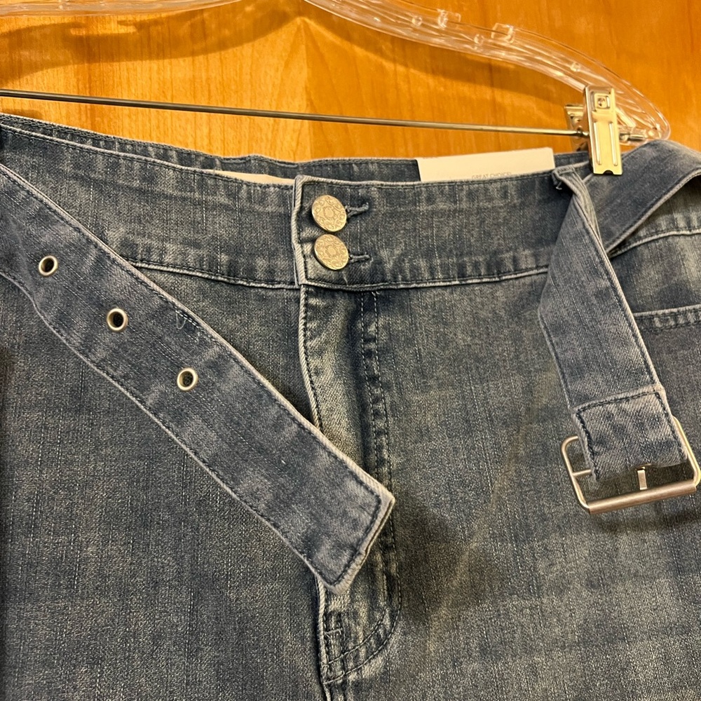 Soft Surroundings Ultimate Denim Belted Jeans Straight Leg Crop NWT Size 22W - Picture 2 of 13